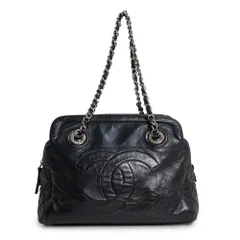 シャネル デカココマーク マトラッセ チェーン ラムスキン ブラック ショルダー ハンドバッグ レザー シルバー金具 CHANEL（中古）