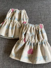 ハンドメイド　アームカバー　ハート　英字　1組　綿麻