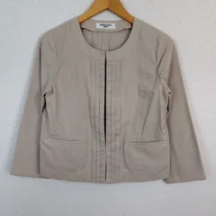 NATURAL BEAUTY BASIC ナチュラルビューティーベーシック ノーカラージャケット ベージュ Lサイズ レディース 古着 シンプル モード
