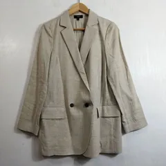 Theory セオリー ダブルブレスト テーラードジャケット リネン レーヨン シャークスキン ベージュ サイズ O  C1034