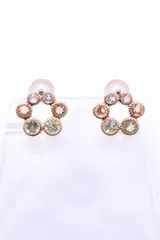 K18YG 天然石 マルチカラーピアス ペリドット シトリン トパーズ フラワー サークル 10mm スタッドピアス 18金イエローゴールド