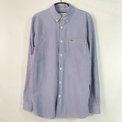 US・Sサイズ LACOSTE ラコステ チェック ボタンダウンシャツ CH2085ブルー系