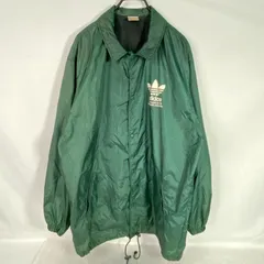 90’s adidas アディダス コーチジャケット デサント製 デカロゴ トレフォイル グリーン XL相当