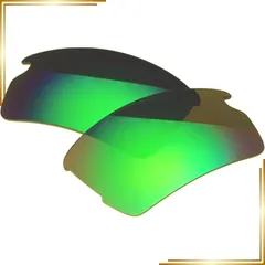 【新品】 オークリー(OAKLEY) 互換品 スポーツサングラス 交換レンズ フラック 2.0 グリーン ミラー 偏光 紫外線カット 偏光レンズ 1