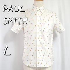PS Paul Smithポールスミス 日本製 フルーツ柄 総柄 ジャガード織コットンシャツ L 白ホワイト 【古着】【中古】【送料無料】