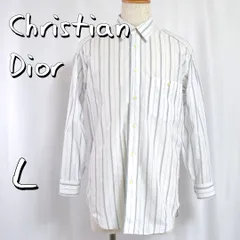【希少】Christian Dior MONSIEUR クリスチャンディオール 80s〜90s ヴィンテージ ストライプシャツ L 白ホワイト 【古着】【中古】【送料無料】
