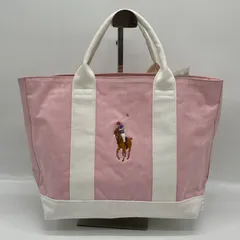 BN8284□ラルフローレン キャンバス トートバッグ ピンク系 刺繍ロゴ レア