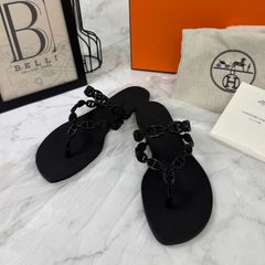 ΦHERMES サンダル 《アイランド》38 ノワール ブラック フラット 
