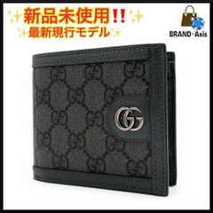 未使用】グッチ GGスプリーム オフディア グレー 二つ折り財布 - メルカリ