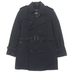 美品▼BURBERRY BLACK LABEL バーバリーブラックレーベル 牛革 CRESTBRIDGE 中綿入りライナー付き 裏地チェック柄 ロゴ入りボタン トレンチコート ブラック S 正規品 メンズ