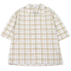 極美品□LOEWE ロエベ H526Y05X67 コットン100％ チェック柄 アナグラムレザーパッチ ショートスリーブ 半袖シャツ ベージュ ホワイト 39 イタリア製 正規品 メンズのサムネイル