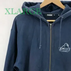 X-LARGE フルジップ パーカー 101233012008 ミラー刺繍 M ネイビー エクストララージ メンズ ファッション _219023
