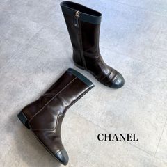 CHANEL ベージュスエードレザー ペコスブーツ / エンジニアブーツ 38 