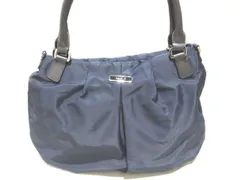 agns b. アニエスベー ハンドバッグ ◆ ブラック系 ナイロン × ダークブラウン レザー レディース トートバッグ 牛床革 ▼8C