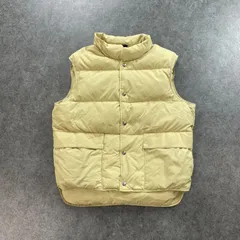 USA製 80s Vintage Woolrich Down Vest ウールリッチ ダウンベスト ハイネック フルスナップボタン 無地 ベージュ ヴィンテージ ビンテージ メンズ