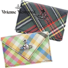 ヴィヴィアンウエストウッド Vivienne Westwood 財布 三つ折り 小銭入れ付き エンベロープ タータンチェック サフィアーノ ミニ財布 ウォレット 5115002FW