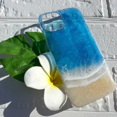 NO.107【レジンアート】iPhone15ケース/海/マイカパウダー/携帯ケース