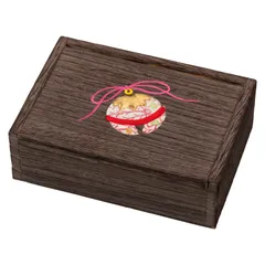 桐の収納箱　アクセサリーケース・大 (033)　鈴　木目込細工　桐製・時代仕上　箱長の桐工芸品　日本製　東京浅草の木製品