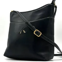 キタムラ Kitamura ショルダーバッグ ネイビー 紺 ダークネイビー レザー 本革 ロゴ型抜き Kロゴ 斜め掛け ポシェット 5段階調整 ゴールド金具 ステッチ