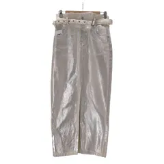 ザラ ZARA メタリック コーティング デニム タイト スカート レディース  M