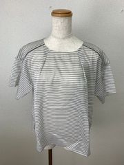 極美品 45R Ku.Ra.Si チェック ボートネックプルオーバーブラウス 
