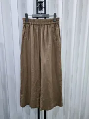 リネン ワイド パンツ ブラウン フリーサイズ