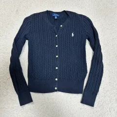 ポロラルフローレン キッズ 女の子 ネイビー ケーブル編み カーディガン m 10-12