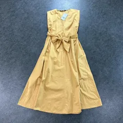 新品 未使用 ZARA ザラ ノースリーブ ワンピース フレア リボン紐付き タグ付き イエロー USA M