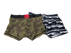 HUGO BOSS ヒューゴボス ボクサーパンツ メンズ Sサイズ 海外サイズ　ロゴ　2枚セット アンダーウェア 下着　カーキ 迷彩 ブラック 黒 ホワイト 白　トランクスのサムネイル