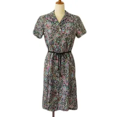 ジャンニ ロ ジュディチェ GIANNI LO GIUDICE ワンピース シャツワンピ 花柄 シフォン 36 黒 ブラック