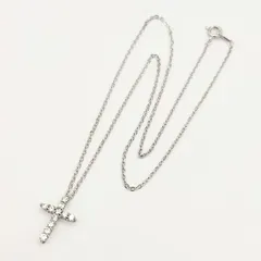 【美品】クロスデザインネックレス　SILVER　シルバー925　2.3g　ストーン