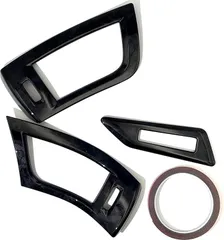 Flatland アルファード 30系 ヴェルファイア 前期 後期 内装 カスタム パーツ アクセサリー フロントエアコンカバー メモリーシートスイッチカバー セット 両面テープ付き (黒木目)