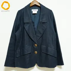 #axc イヴサンローラン Yves Saint Laurent ジャケット 42 濃紺 フランス製 麻 レディース [998038]