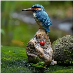 Flatland 鳥 とり 置物 オブジェ 庭 屋外 リアル ガーデニング インテリア 動物 ガーデンオブジェ 北欧 グッズ (カワセミ タイプ2)