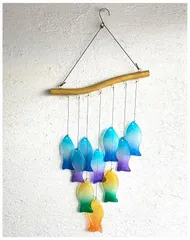 Flatland 風鈴 ガラス 金魚 おしゃれ 手作り風鈴 装飾 風水 (魚,  標準)