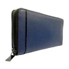 未使用 ランバン コレクション ラウンドファスナー長財布 ジッピー ラウンドファスナー 長財布 LANVIN COLLECTION ネイビー 紺 財布 紳士用 型押しレザー 牛革のサムネイル