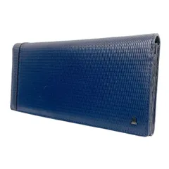 未使用 ランバン コレクション かぶせ型長財布 かぶせ 長財布 LANVIN COLLECTION ネイビー 紺 財布 紳士用 型押しレザー 牛革