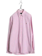 【お得なクーポン配布中!】 ラルフローレン ストライプ 長袖 ボタンダウン シャツ メンズ XL / ポロ 長袖シャツ オックスフォード コットン 大きいサイズ ワンポイント