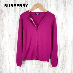 BURBERRY BLUE LABEL バーバリーブルーレーベル ホースロゴ刺繍 ノバチェック ウールニット ロングスリーブ カーディガン パープル レディース 長袖 トップス