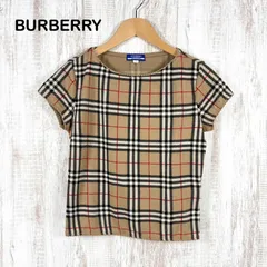 美品 BURBERRY BLUE LABEL バーバリーブルーレーベル ノバチェック フリル ウールブレンド ショートスリーブ ニット キャメル レディース 半袖 トップス