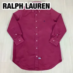 RALPH LAUREN ラルフローレン 刺繍ポニー ボタンダウン 長袖シャツ BDシャツ ラルフシャツ M レッド 着丈85cm 肩幅38.5cm 身幅(脇下)51cm 袖丈57cm【古着】