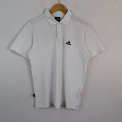 adidas アディダス ポロシャツ ロゴ刺繍 ホワイト Oサイズ メンズ 古着 スポーツMIX シンプル