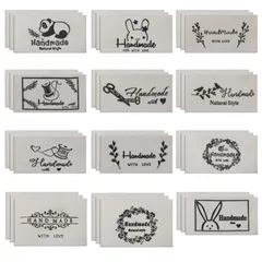 ハンドメイド タグ 綿布タグ 手芸用品 約4*2cm 12種 36枚セット 手芸材料 縫製 DIY 手作り Handmade ポーチ/衣類/帽子などに飾り かわいい おしゃれ