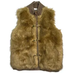 新品タグ付き Calvin klein カルバンクライン ファーベスト ブラウン(レディース XL)中古 古着 X7096