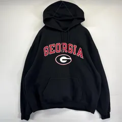 古着 チャンピオン Champion パーカー スウェット カレッジロゴプリント ジョージア大学 プルオーバー  2XL  ブラック メンズ