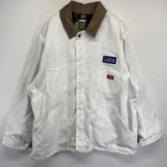 古着 ディッキーズ Dickies カバーオール ワンポイントロゴ 襟コーデュロイ 大きいサイズ 2XL  ホワイト メンズ