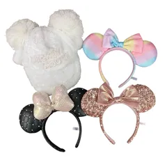 170990 現状品 Disney ディズニー ファンキャップ　ミッキー　カチューシャ　ミニー　スパンコール 4点まとめ売り