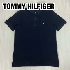 TOMMY HILFIGER トミーヒルフィガー ワンポイント 刺繍ロゴ 半袖ポロシャツ S ブラック 鹿の子 着丈66cm 肩幅44cm 身幅(脇下)47cm 袖丈20cm【古着】