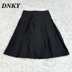【美品】DNKY 膝丈 ボックスプリーツ フレアスカート 2 ブラックのサムネイル