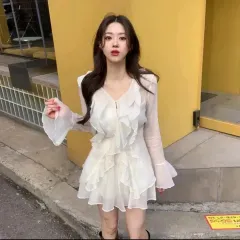 妖精フィット) シフォン フリル シースルー ブラウス ISTJ VENDING MACHINE Ver. フレア Aライン ミニスカート セットアップ